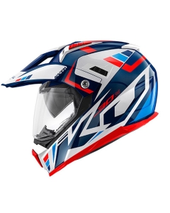 KAPPA 2022/01 KASK KV30 EVO GRAYER DUAL OFF ROAD Z SZYBĄ I BLENDĄ KOLOR BIAŁY/NIEBIESKI/CZERWONY ROZM. XS/54 ( HOMOLOGACJA ECE 22R06 )