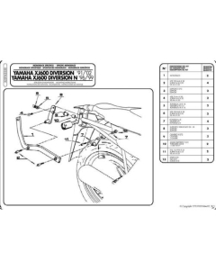 KAPPA STELAŻ KUFRA CENTRALNEGO YAMAHA XJ 600 DIVERSION (91-03), DIVERSION N (96-99) ( BEZ PŁYTY )