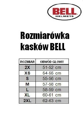 rozmiarówka kasków motocyklowych Bell